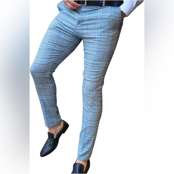 Twills Pure Campus Fit Golf Chinos in Sky Blue Plaid, size 38x32 - Picture 2 of 14